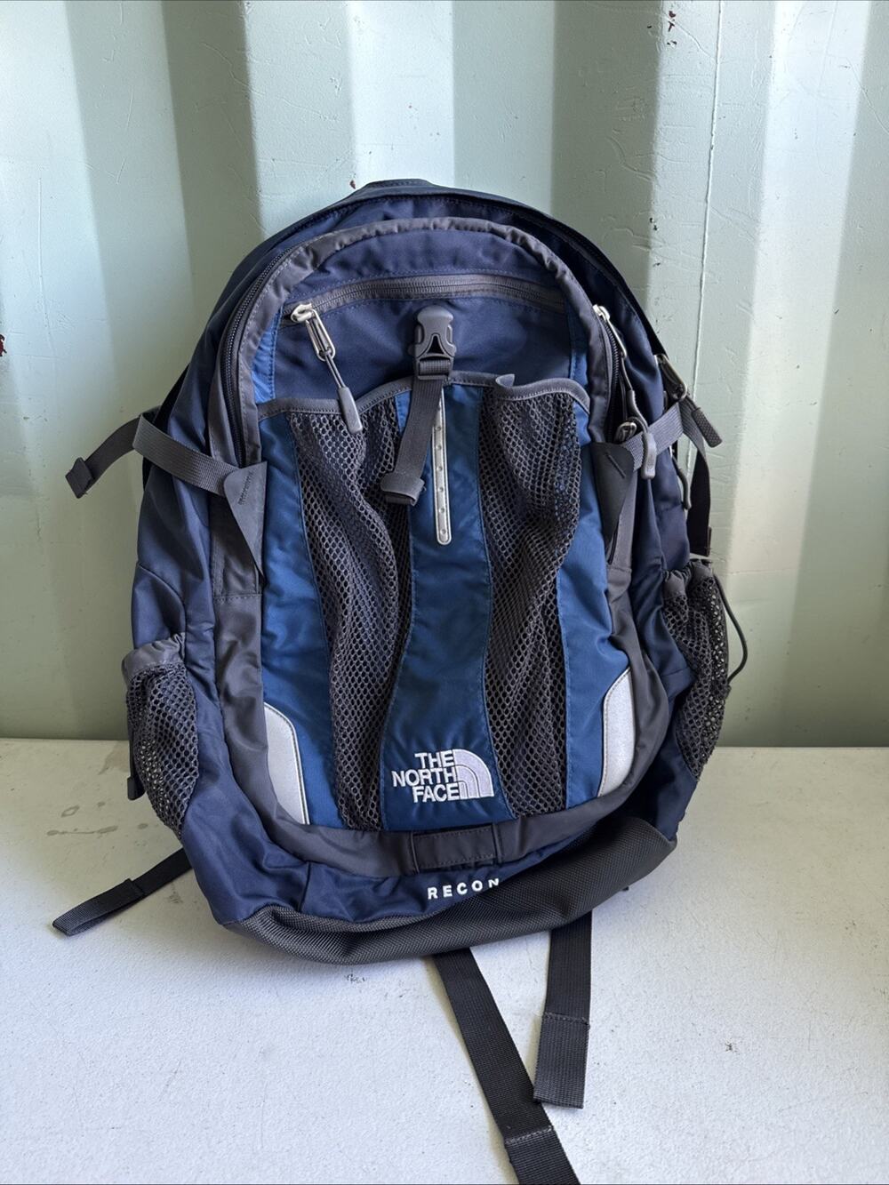 The North Face Recon Blue and Gray Backpack 18” X 14”